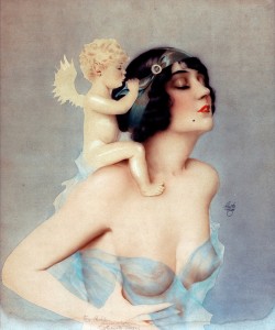 Ziegfeld-Girl-with-Angel-mixed-media-on-board-22.5-x-19.5-in